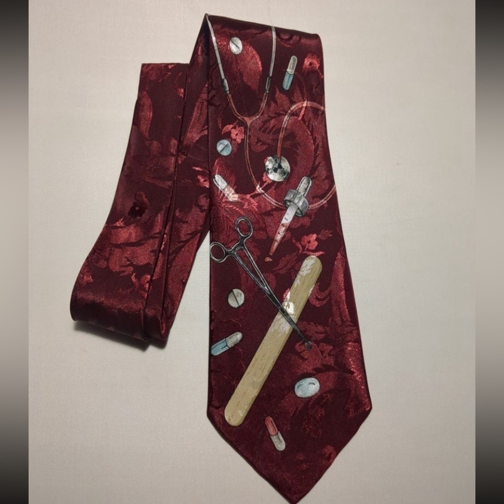 Medical Profession Necktie Doctors Necktie Med Student Burgundy Necktie p6
